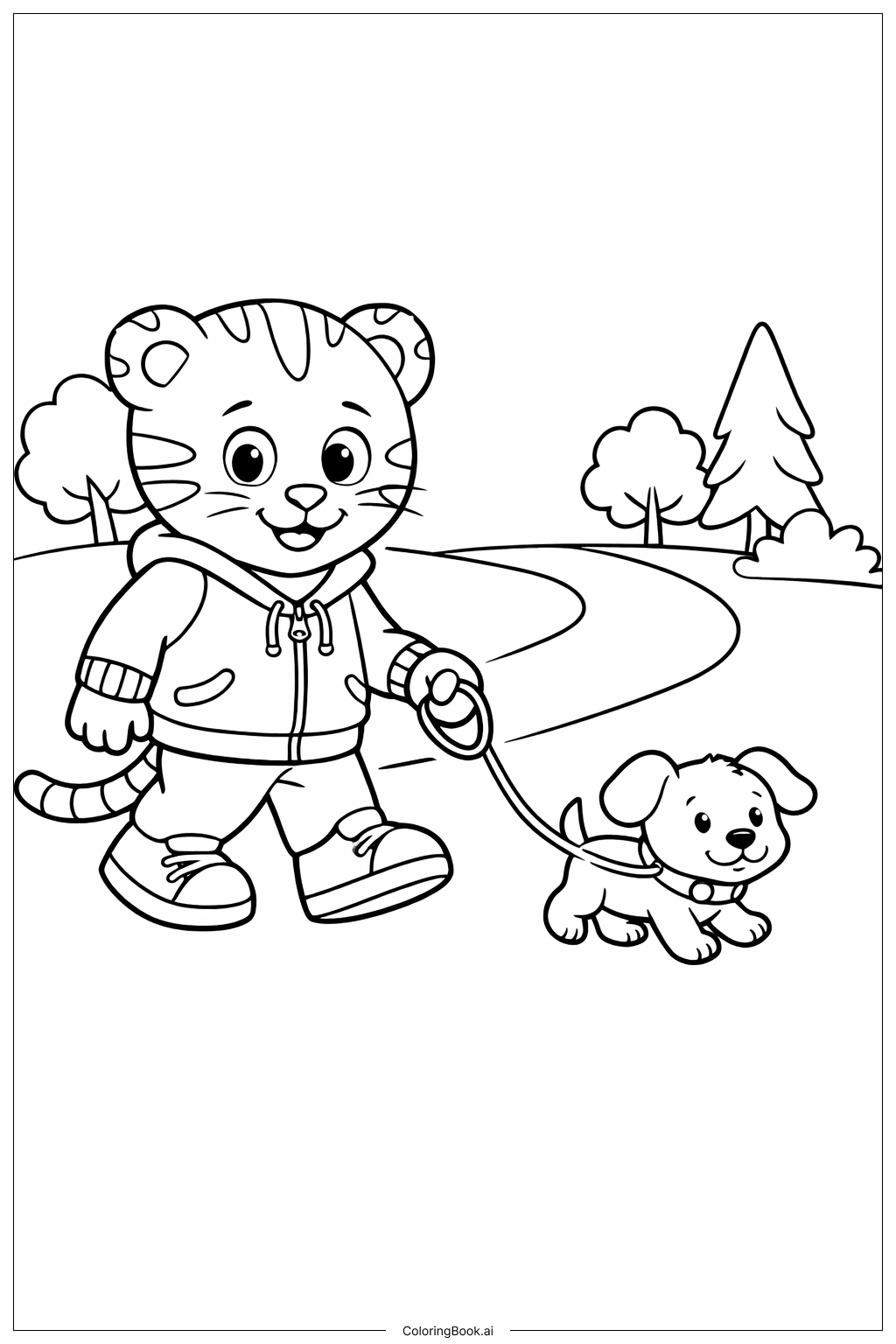 丹尼尔老虎带狗狗散步公园