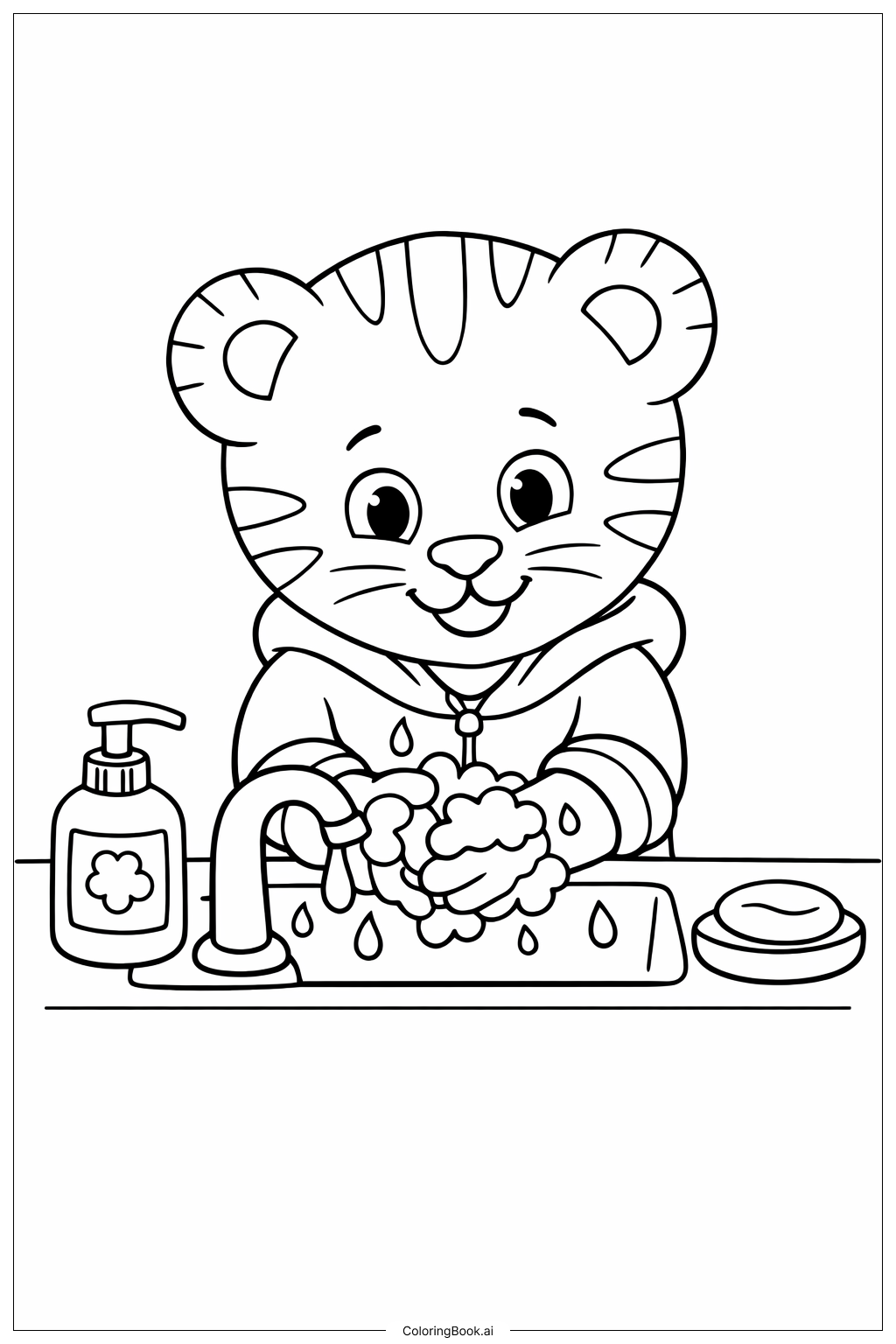 丹尼尔老虎洗手池填色页