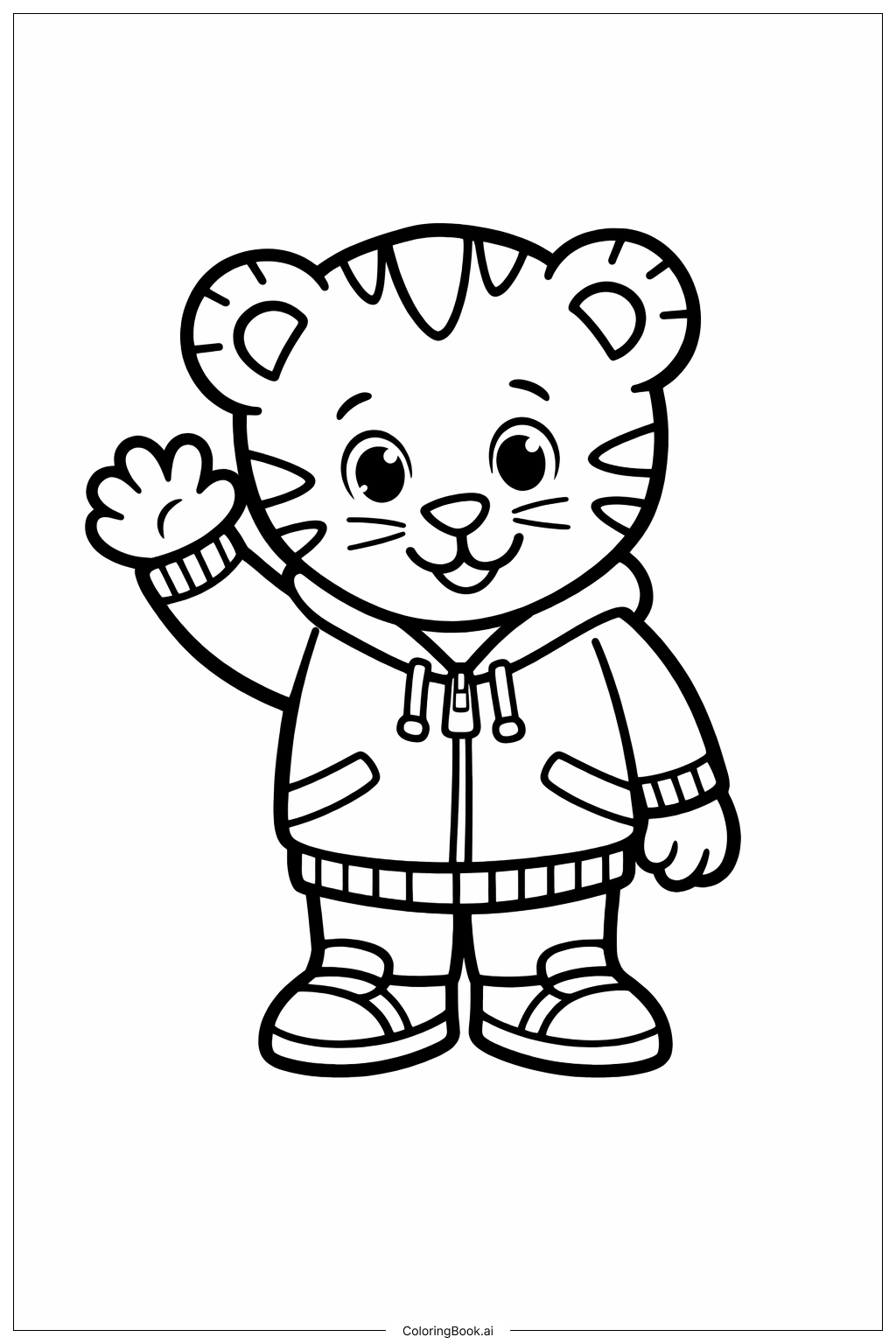 丹尼尔虎挥手填色页