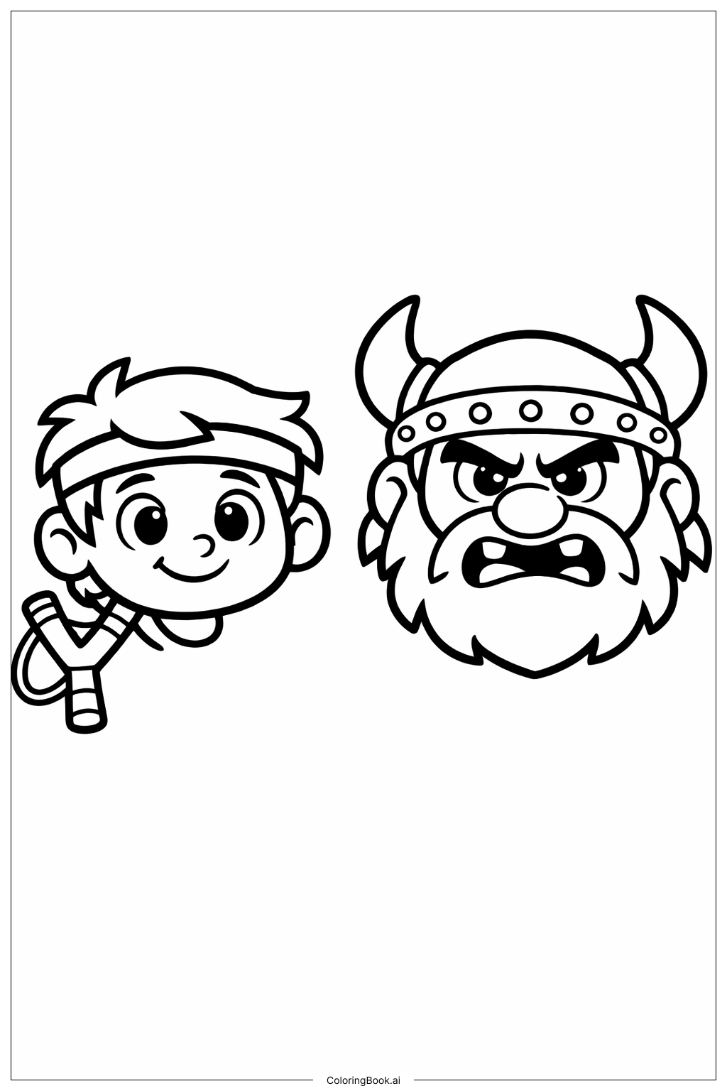  ダビデとゴリアテの漫画顔の塗り絵ページ 