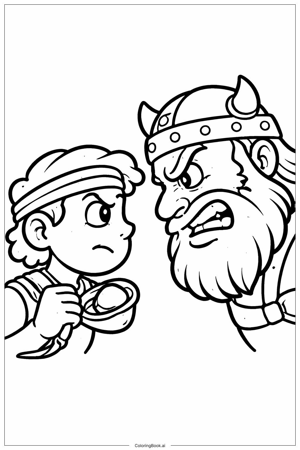  ダビデとゴリアテのクローズアップの塗り絵ページ 