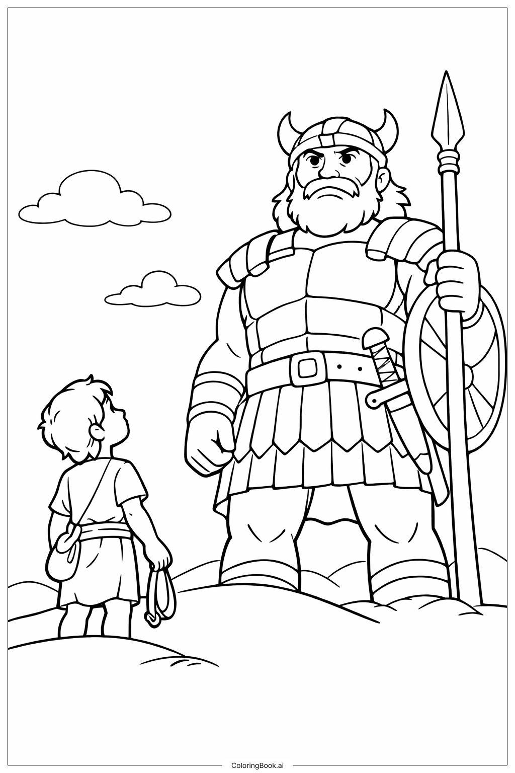  大衛與歌利亞仰望著色頁 