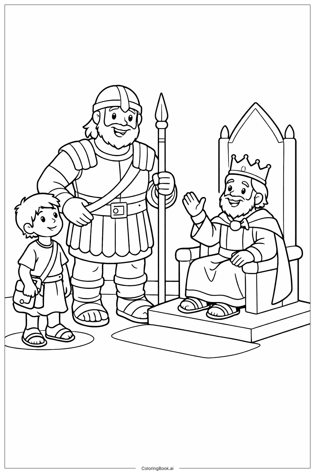  大衛與歌利亞會見王著色頁 