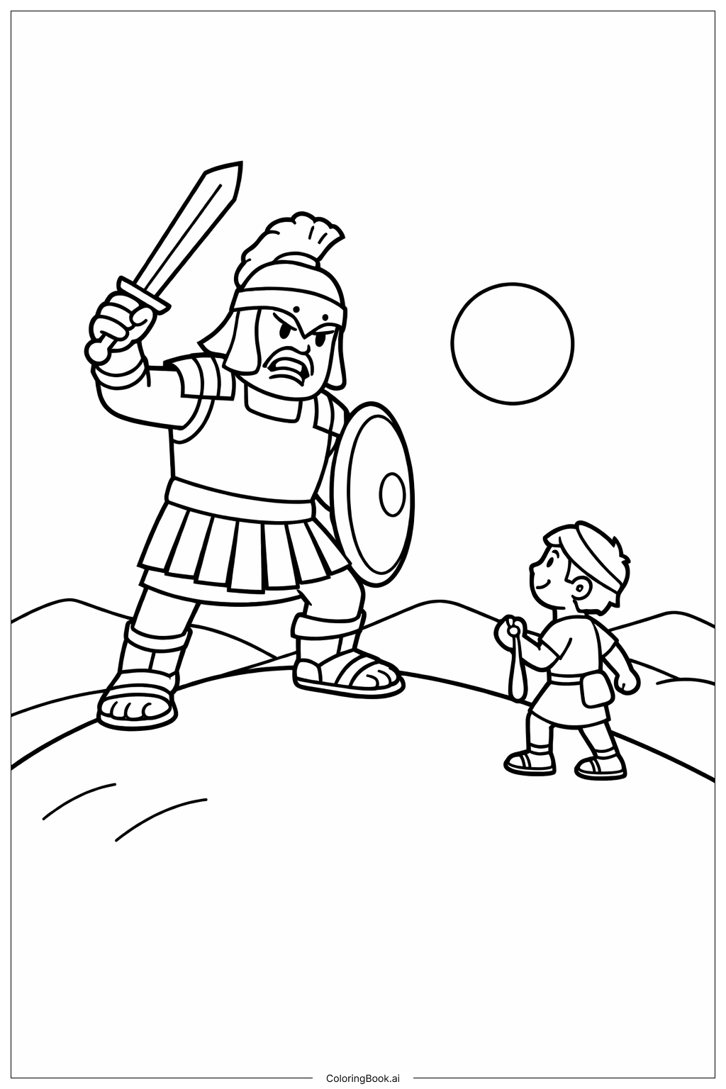 丘の上のダビデとゴリアテ