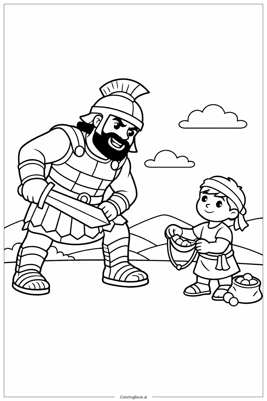 ダビデとゴリアテのスリング準備