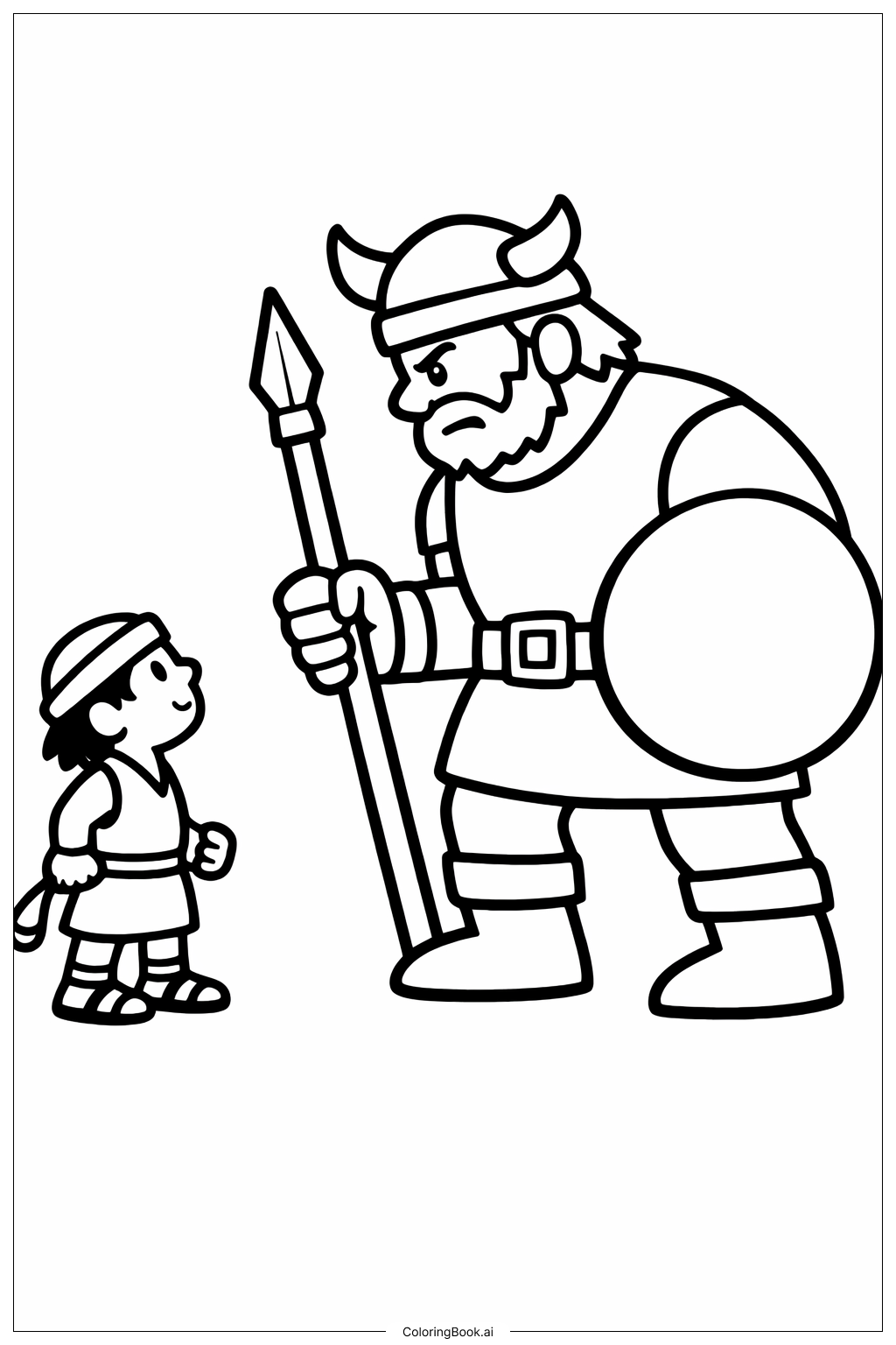  ダビデとゴリアテ 側面図の塗り絵ページ 