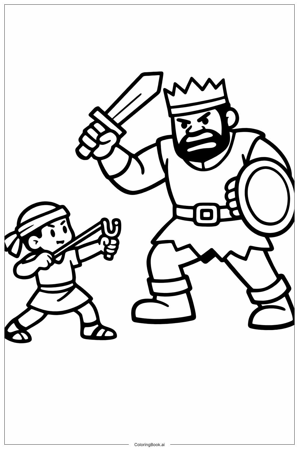 ダビデとゴリアテ シンプルクラウンの塗り絵ページ 