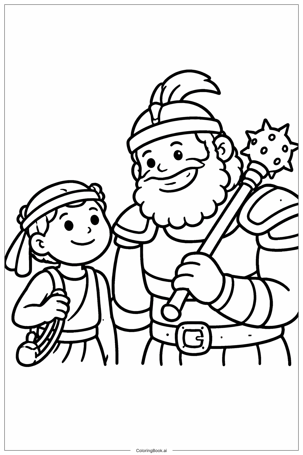  ダビデとゴリアテの笑顔の塗り絵ページ 