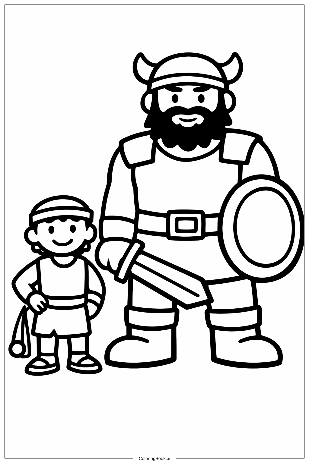 ダビデとゴリアテ 立っているの塗り絵ページ 