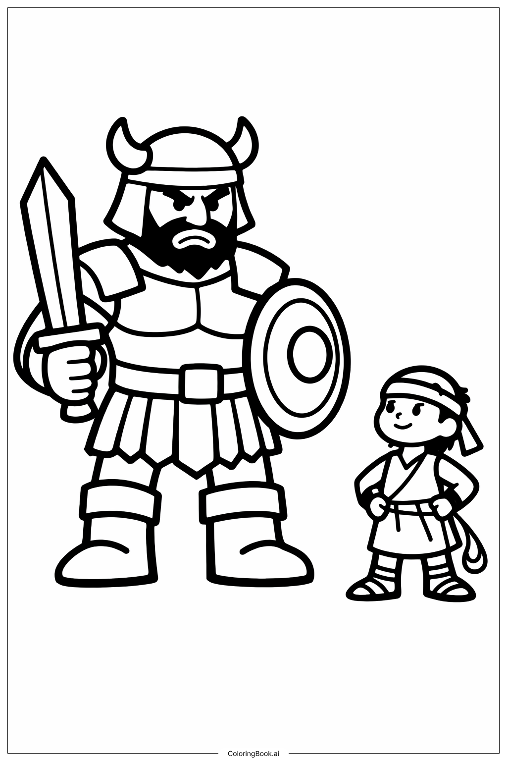  ダビデとゴリアテ 小さな英雄の塗り絵ページ 