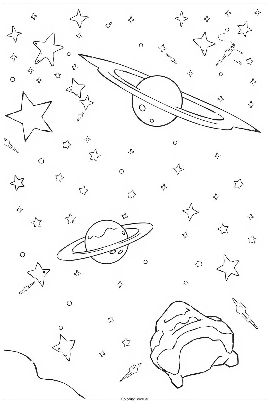  Página para colorear de Estrellas Simples del Espacio-2 