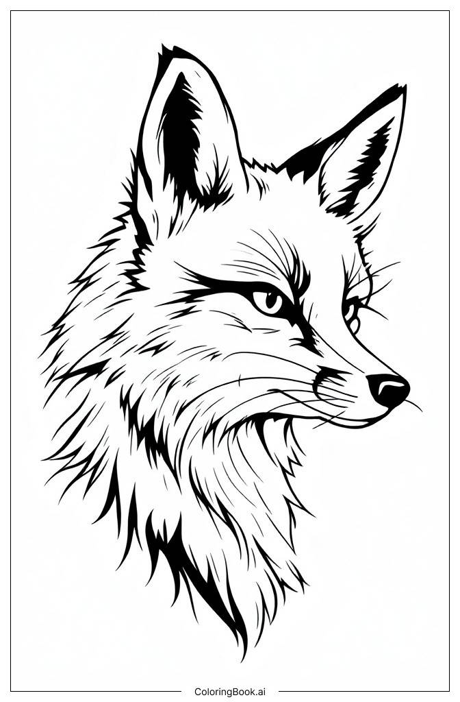  Page de coloriage Profil Latéral Réaliste de Renard 