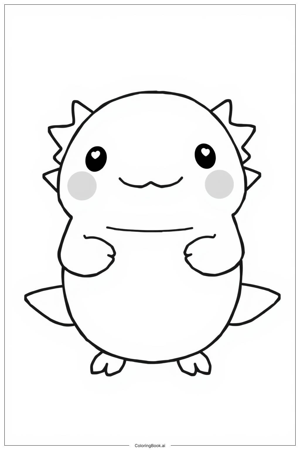  Página para colorir de Squishmallow Axolote Coração 