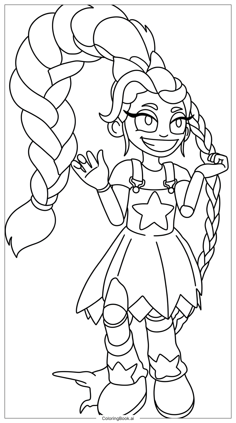 Lily Love Braids admires her mighty plait Coloring Page