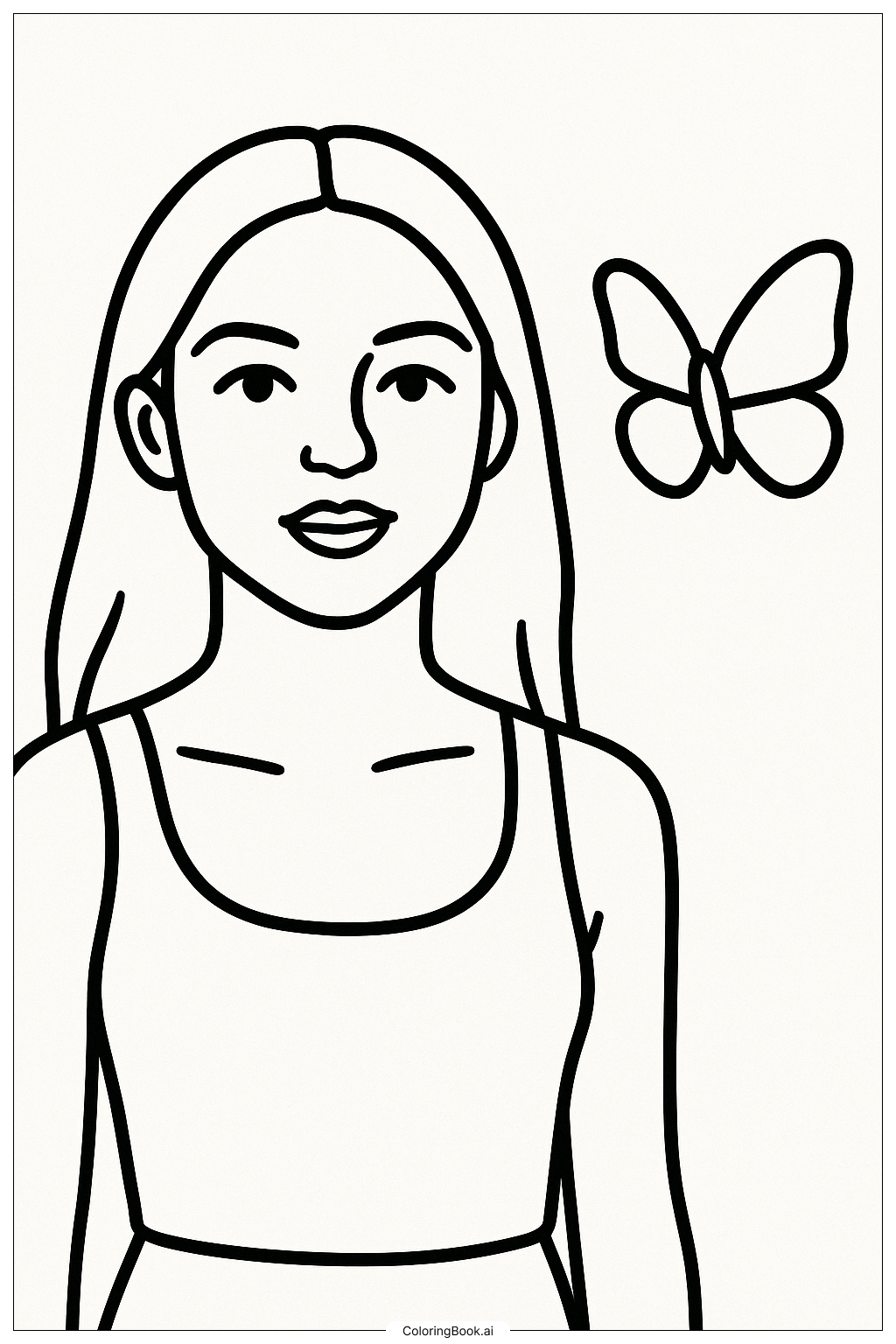  Olivia Rodrigo With A Single Butterfly Coloring Page 