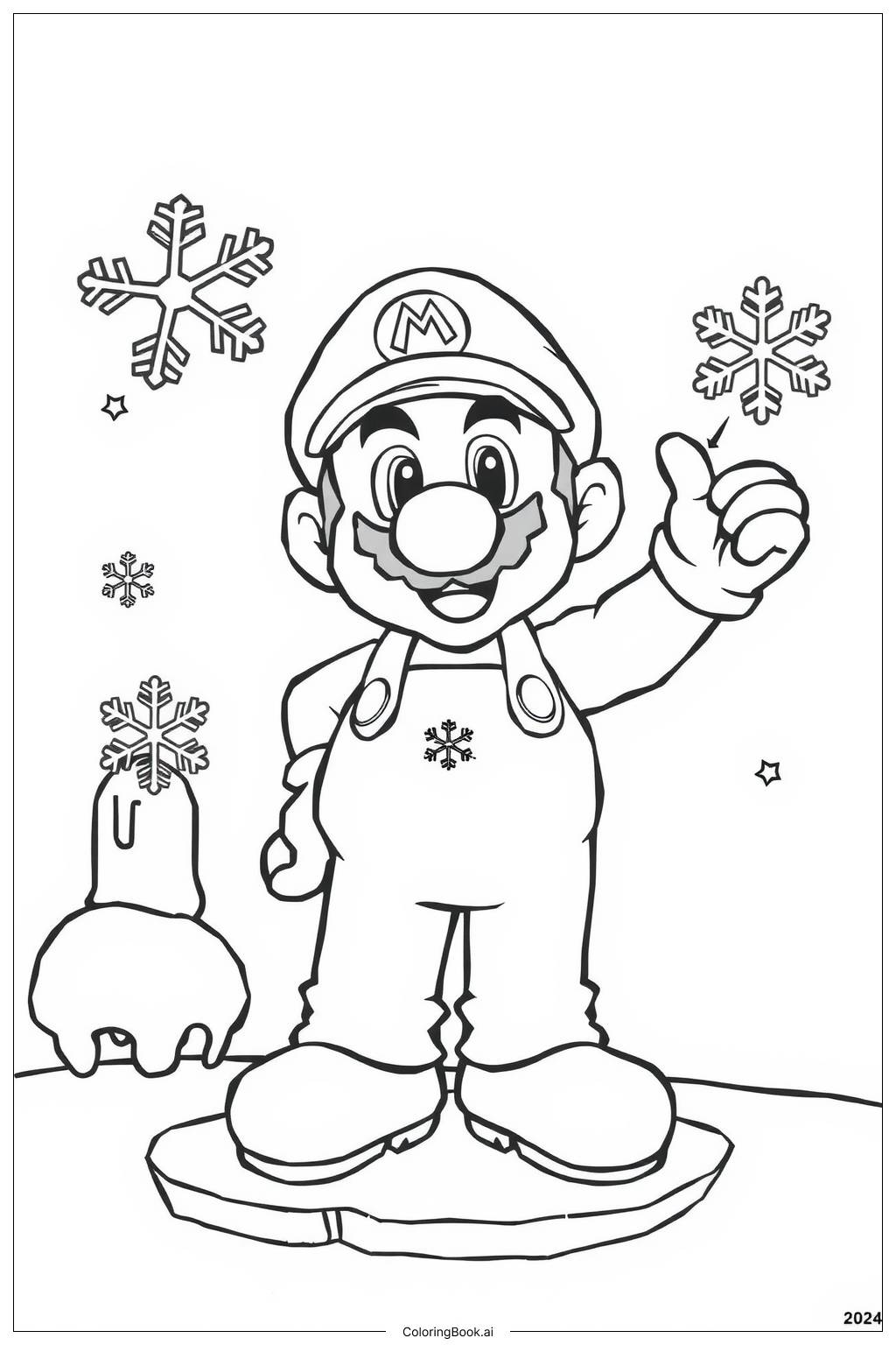  Mario in einer Eiswelt als Eis-Mario Ausmalseite 