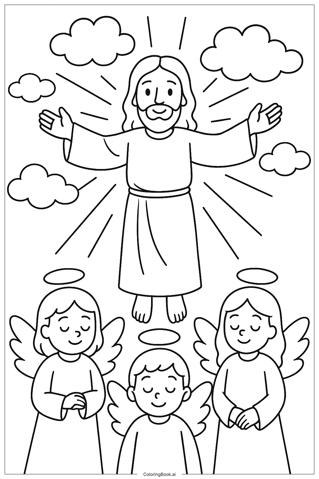  Página para colorear de La Ascensión de Jesús al Cielo 