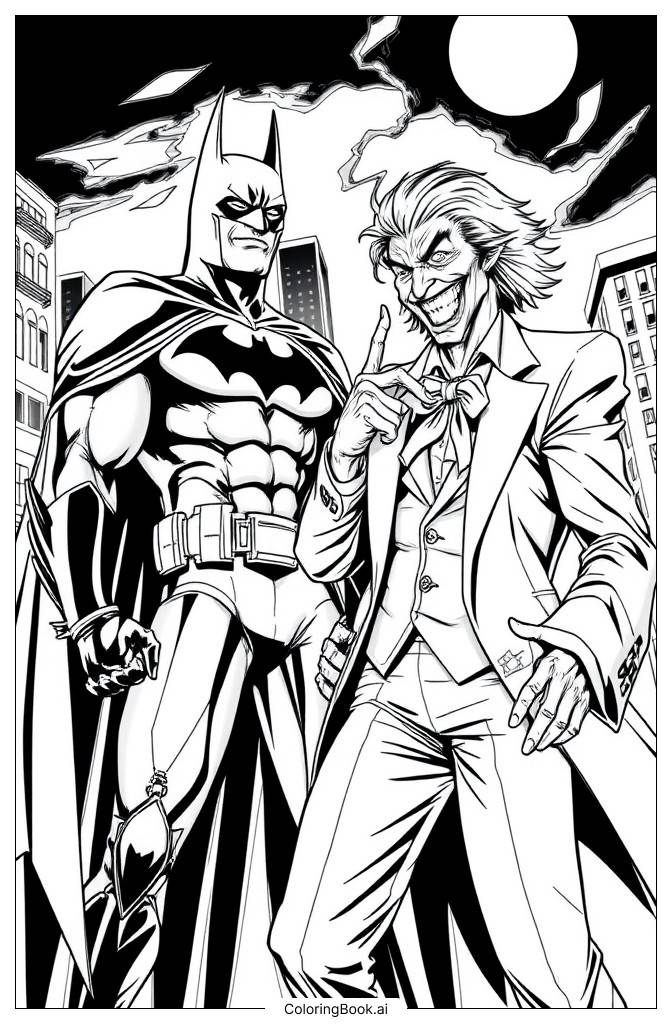  Page de coloriage Batman contre Joker 