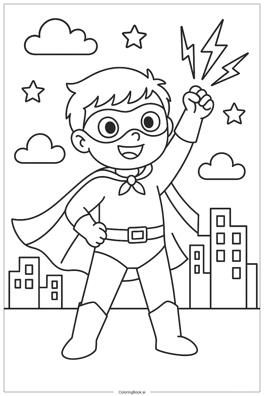 Superheld entdeckt seine Kräfte Ausmalseite