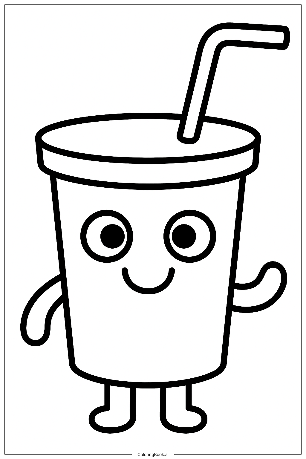  Page de coloriage Un personnage de soda en dessin animé 