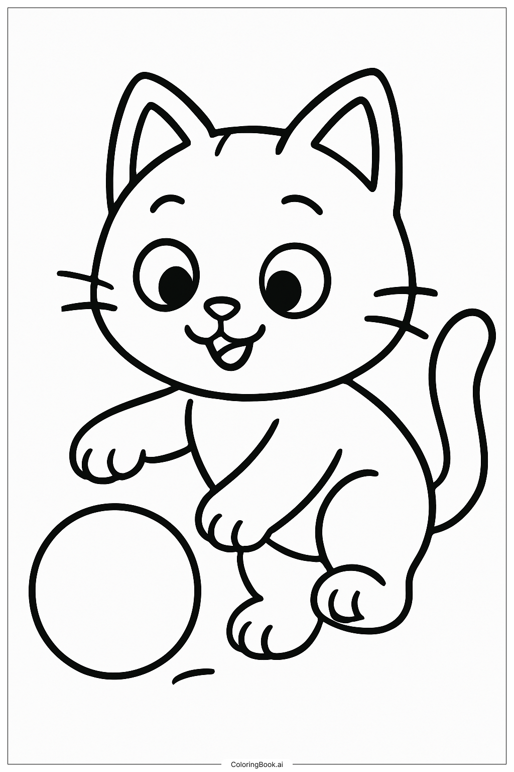  Gabby Cat And A Bouncing Ball Coloring Page 