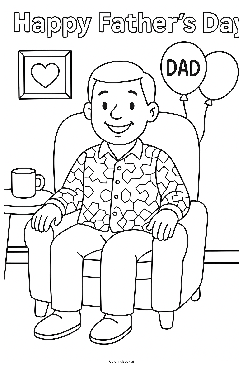 A Fathers Day Portrait Of Dad Coloring Page