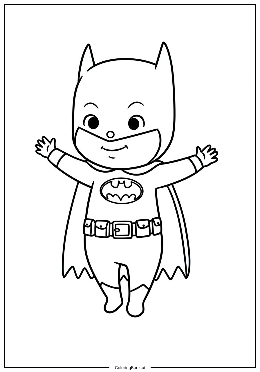  Page de coloriage Bébé Batman en Barboteuse avec Cape 