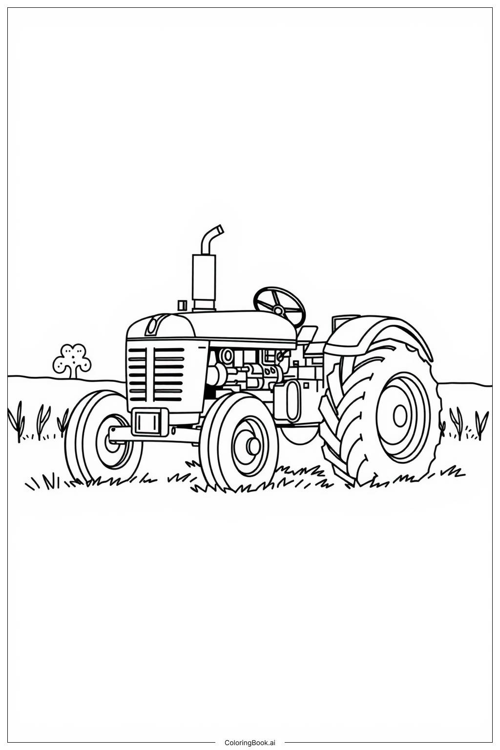  Old Tractor Display Coloring Page 