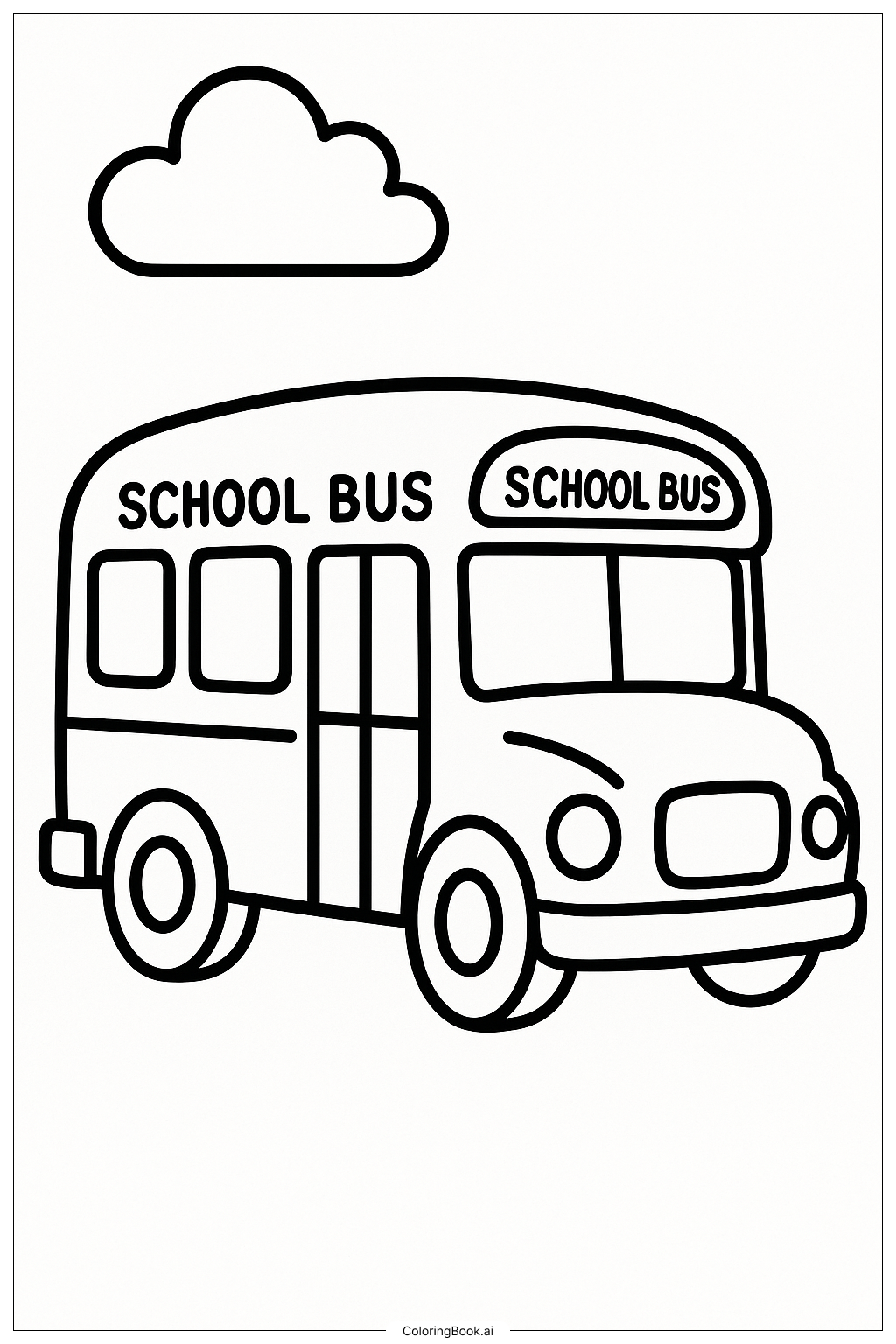  Ein Schulbus und eine Wolke Ausmalseite 