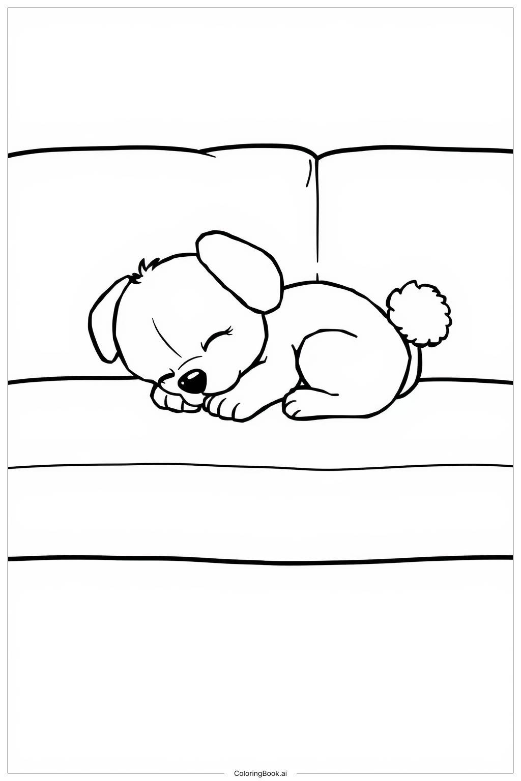  Sleeping Puppy on a Couch Coloring Page 