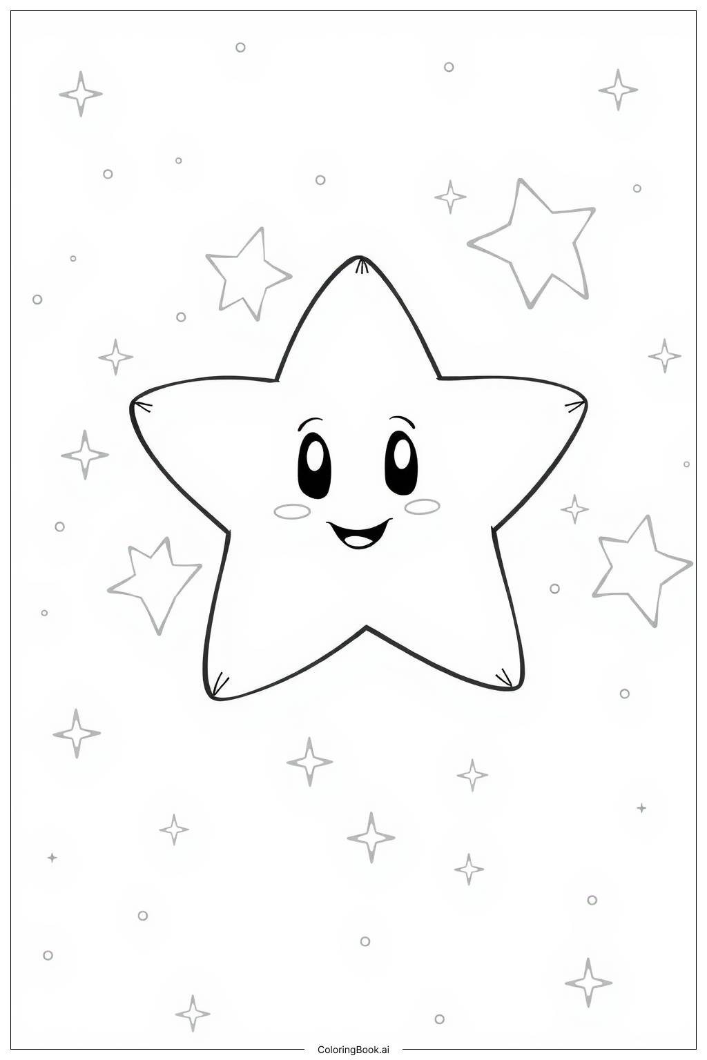  Página para colorear de Estrella Linda con Brillantes Destellos 