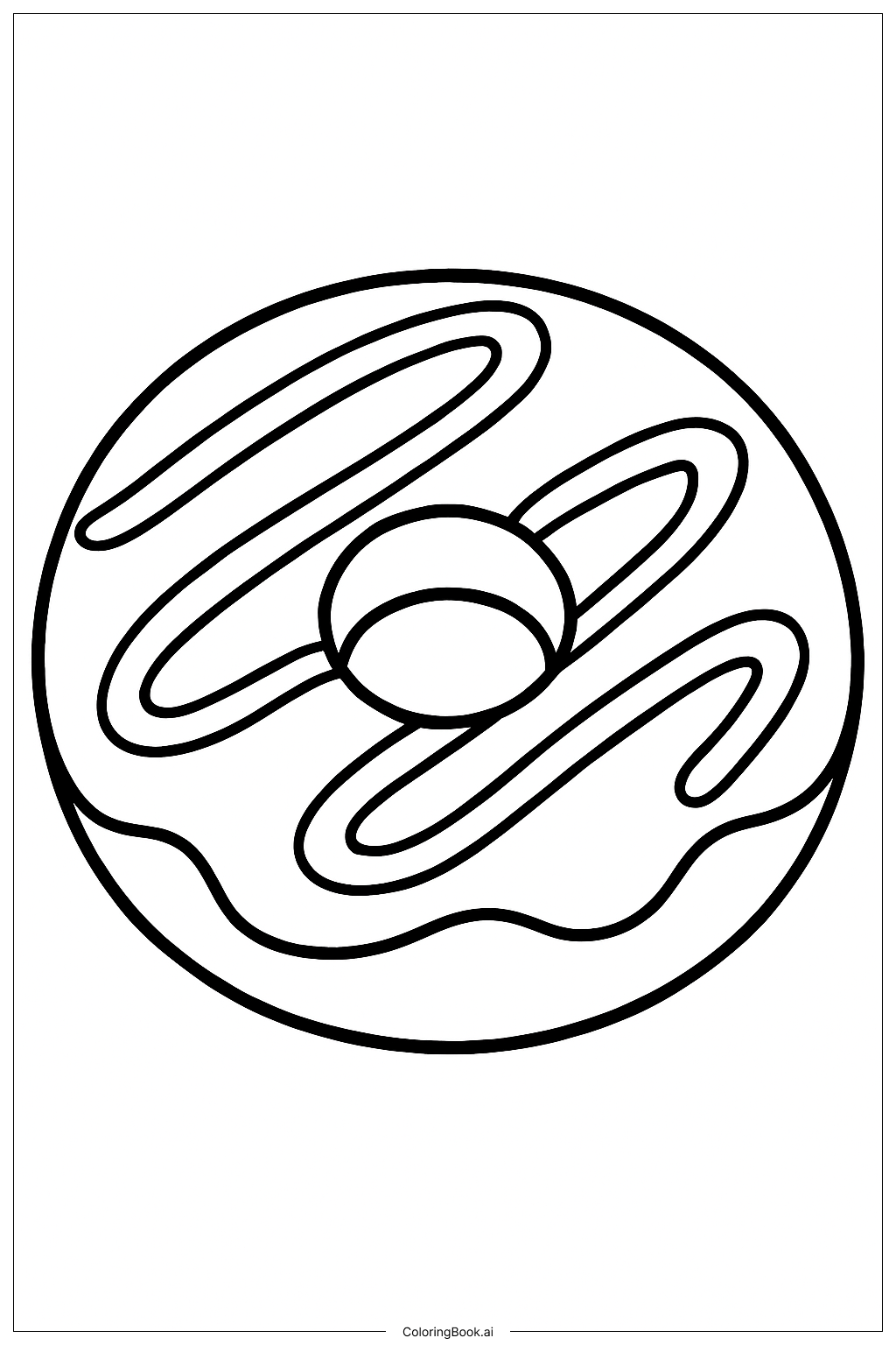  Donut Covered In Chocolate Drizzle Coloring Page 