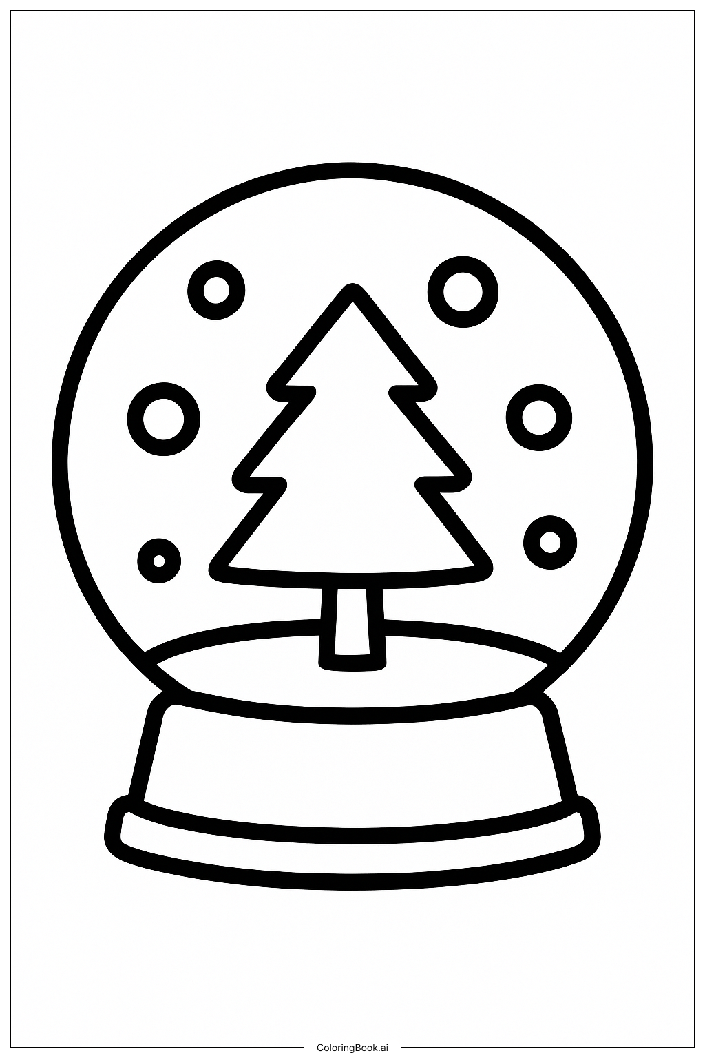 浮かぶスノードームの塗り絵ページ