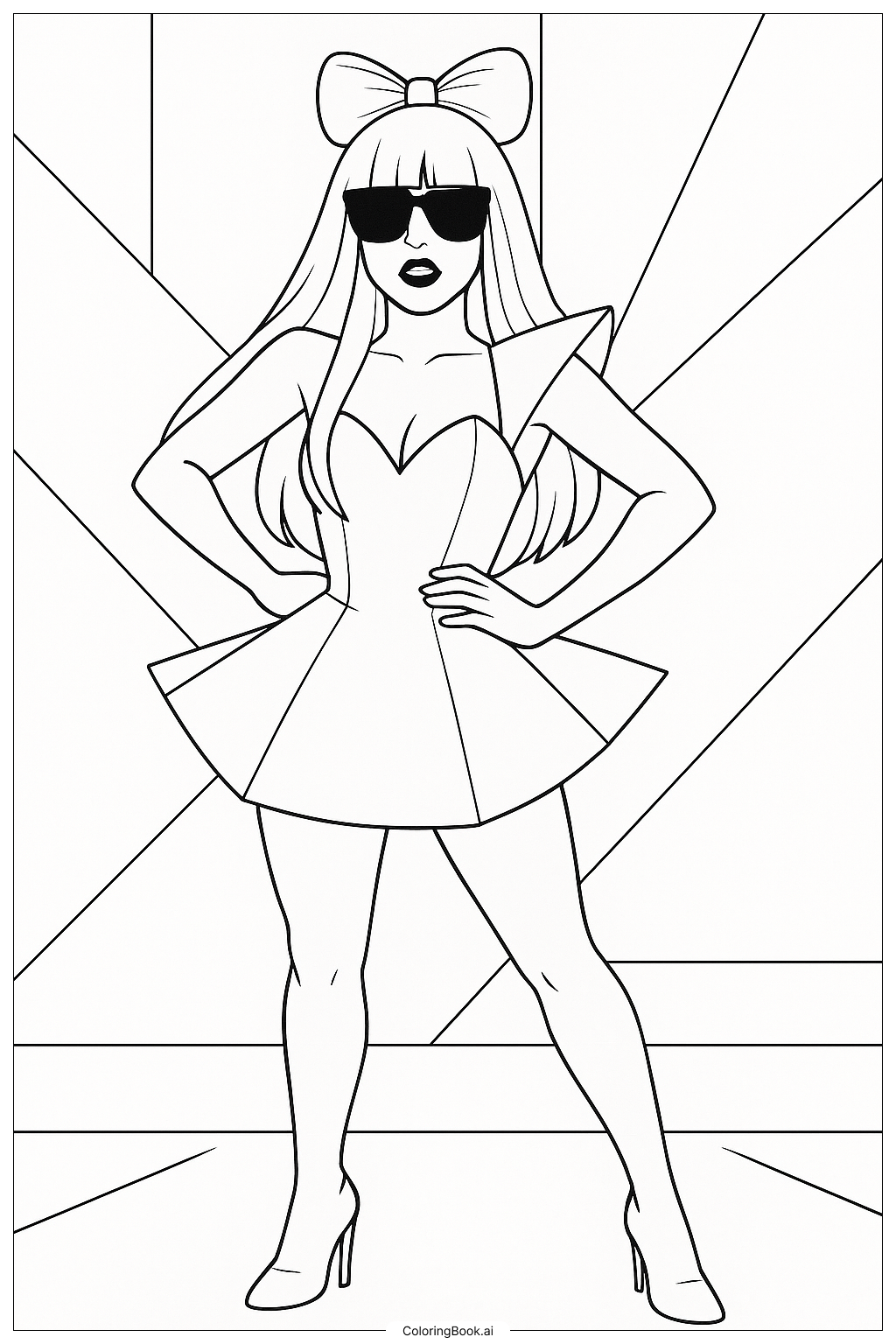  Lady Gaga In Her Bad Romance Video Coloring Page 