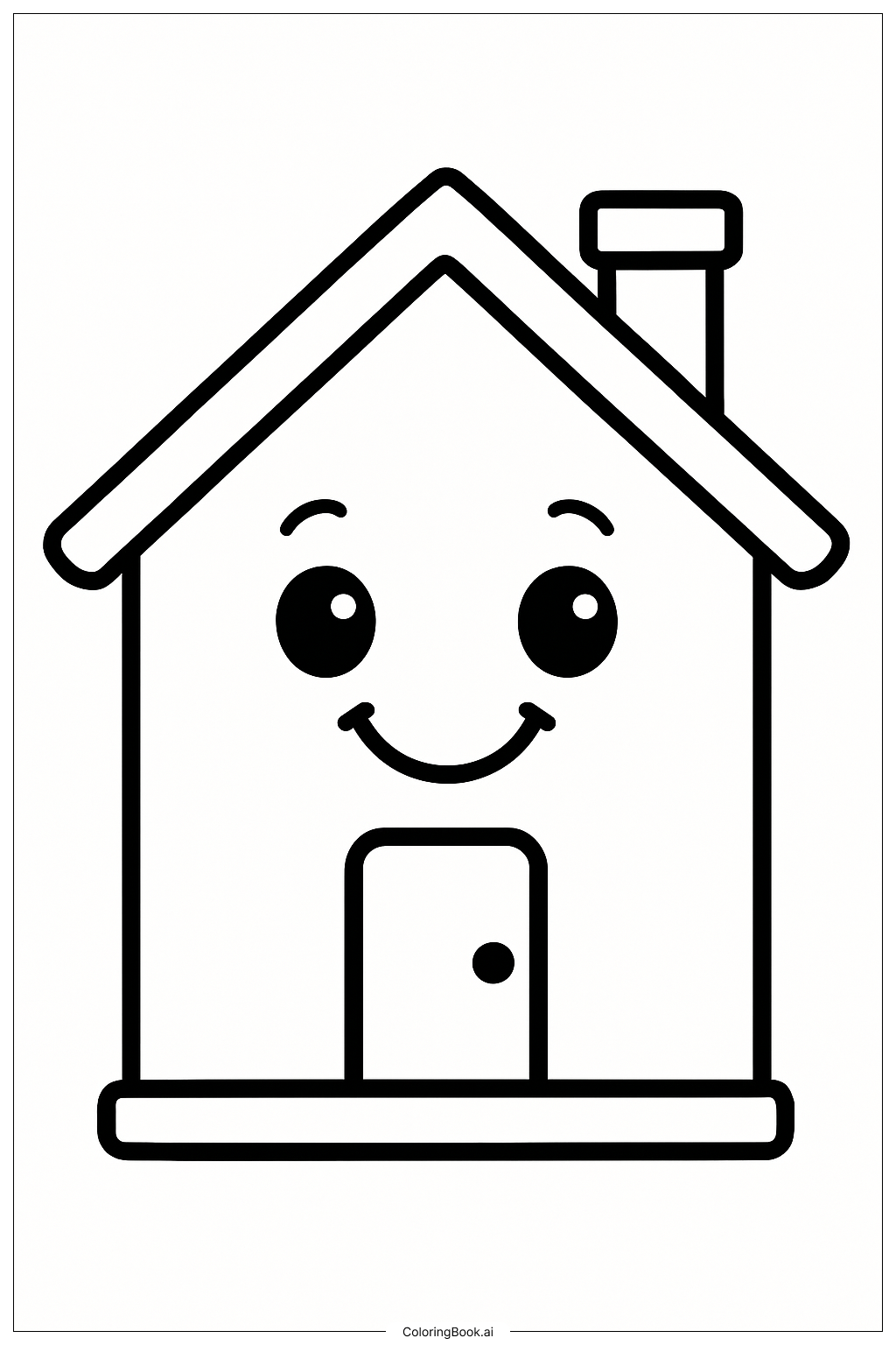 A Smiling House Coloring Page