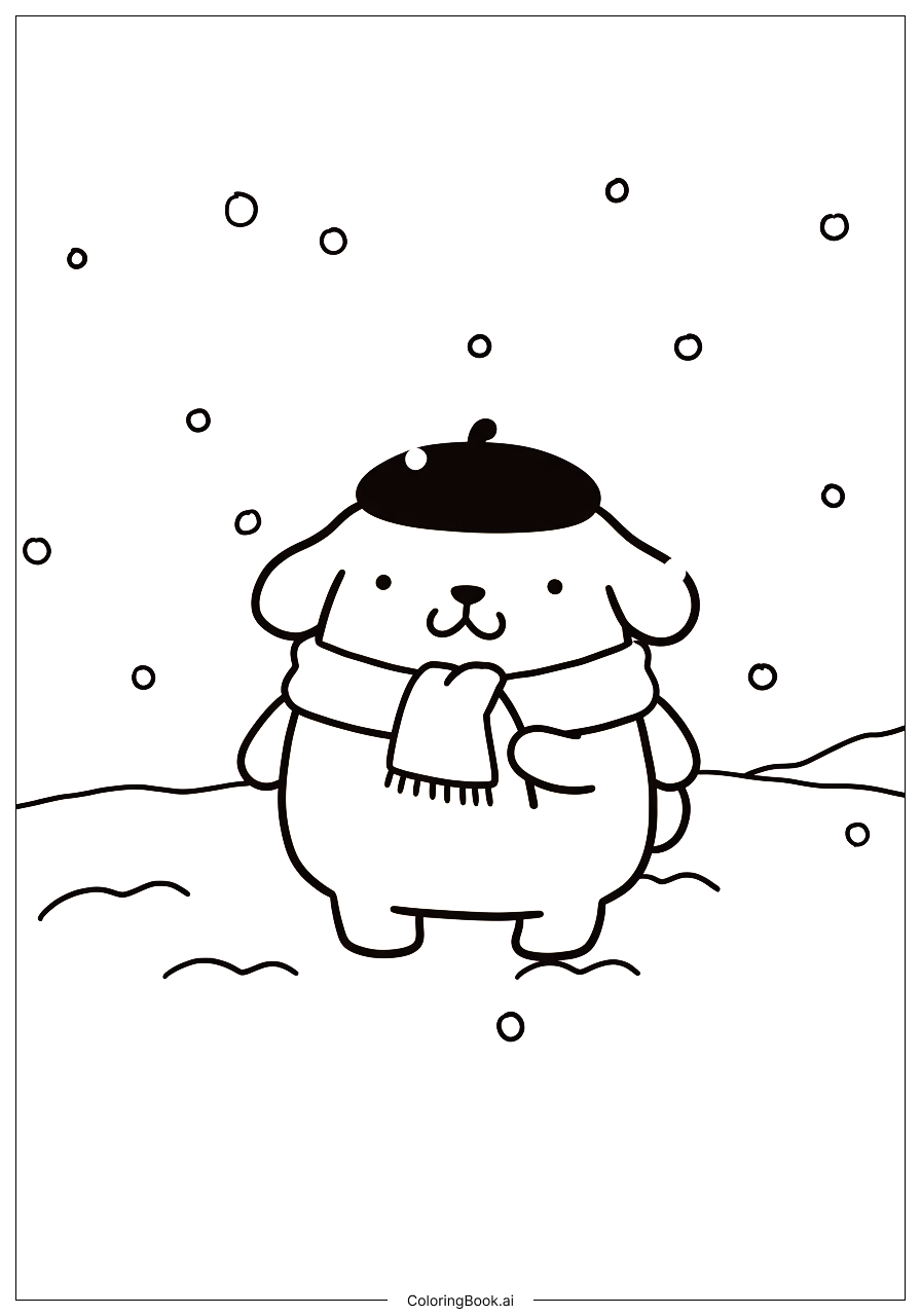 Pompompurin In Snow Coloring Page