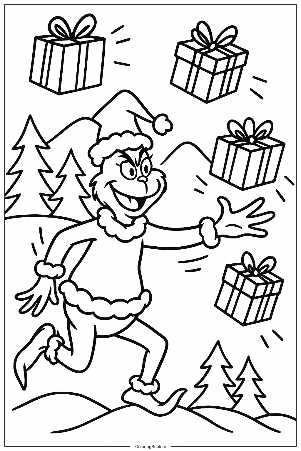  The Grinch Throwing Gifts Coloring Page 