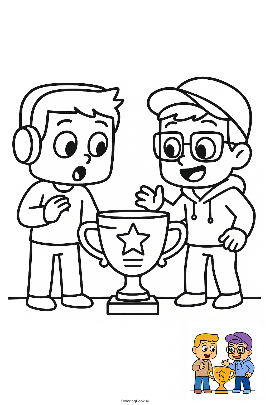  Lankybox Finding Golden Trophy Coloring Page 