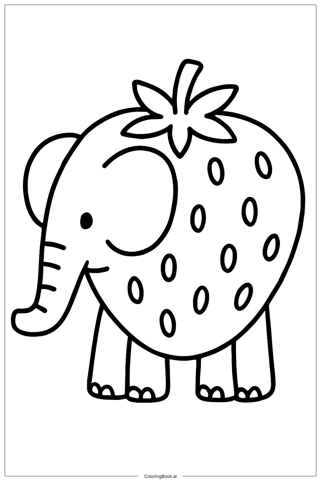  딸기 코끼리 색칠공부 페이지 