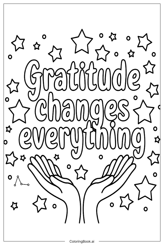  Página para colorear de Estrellas de Gratitud Inspiradoras Brillan en Todo 