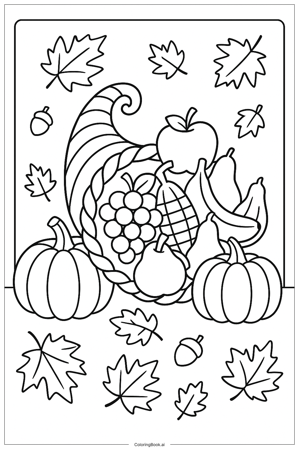  Trang tô màu Harvest Festival Cornucopia 