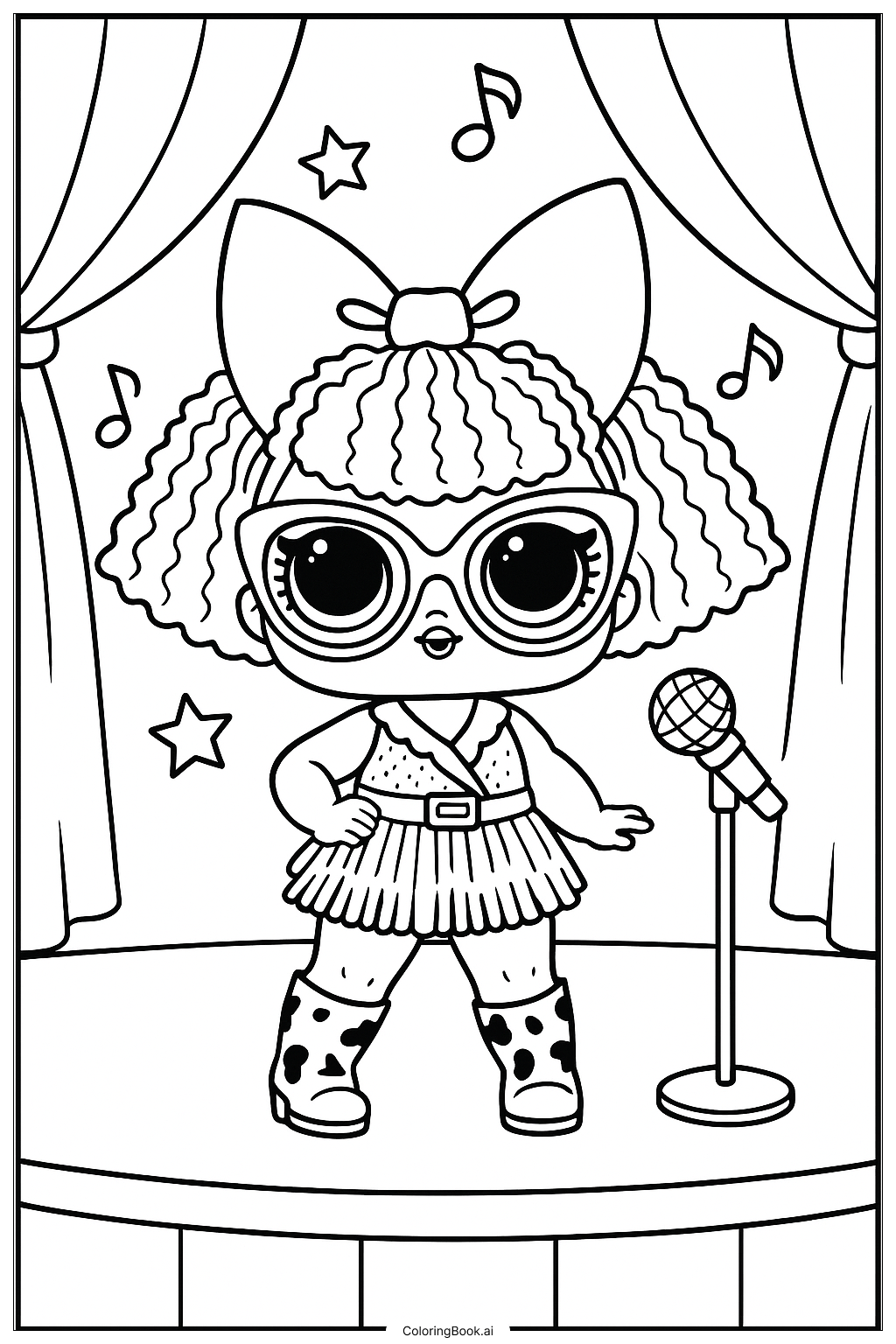 Página para colorir de Lol Doll Diva No Palco