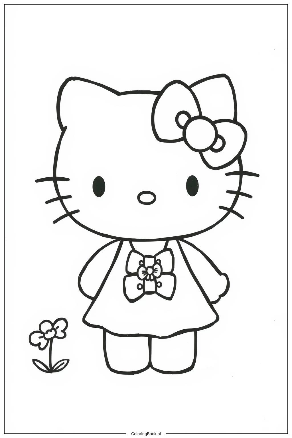  Trang tô màu hello kitty đeo nơ 