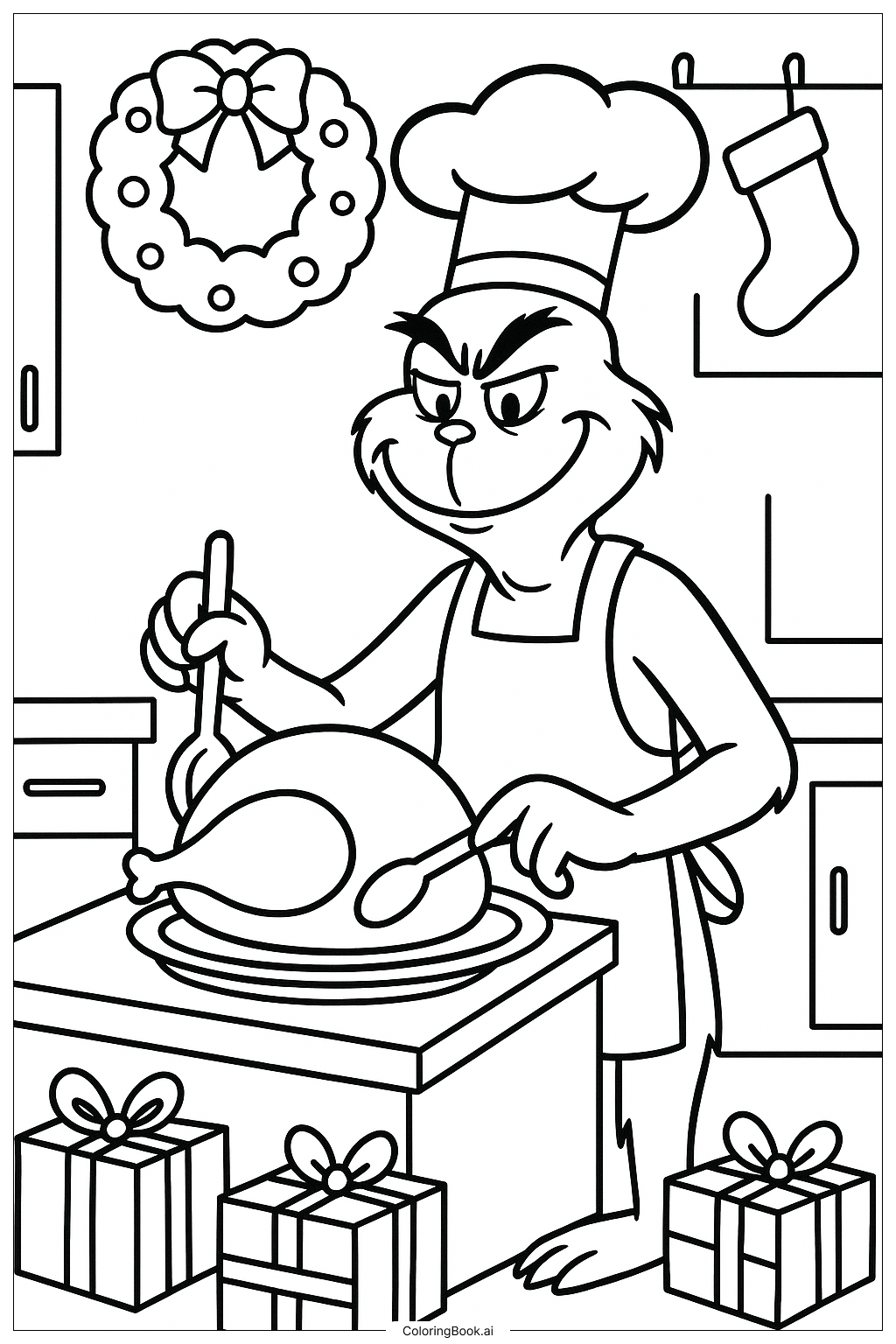  The Grinch Cooking Christmas Feast Coloring Page 