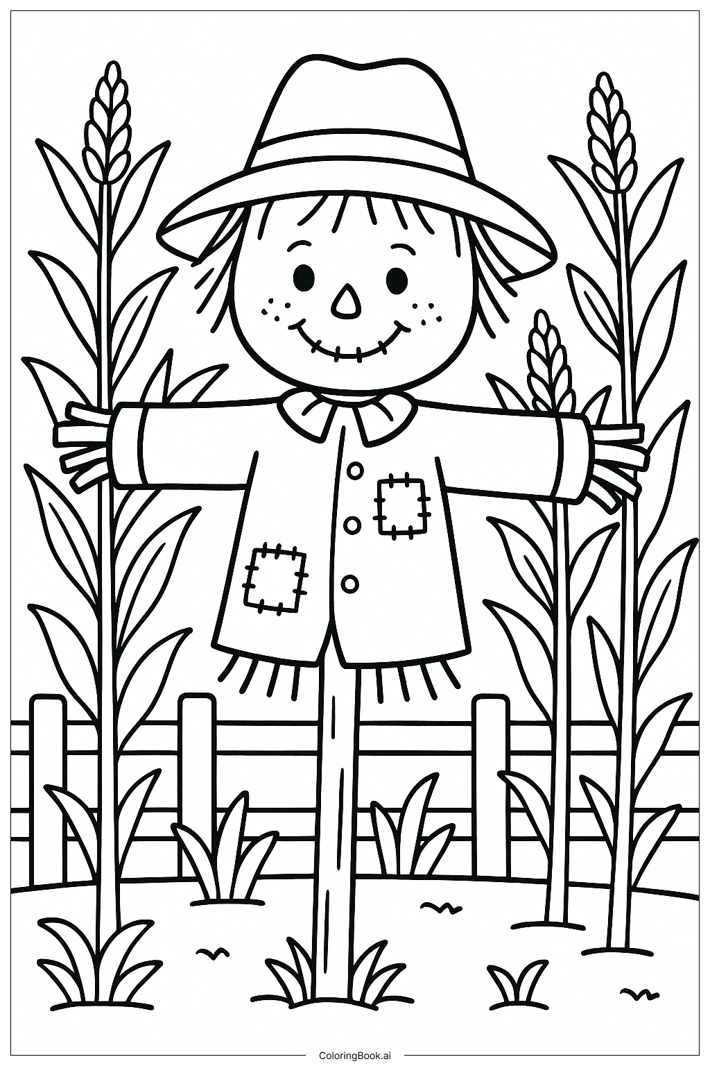 Classic Scarecrow In A Cornfield
