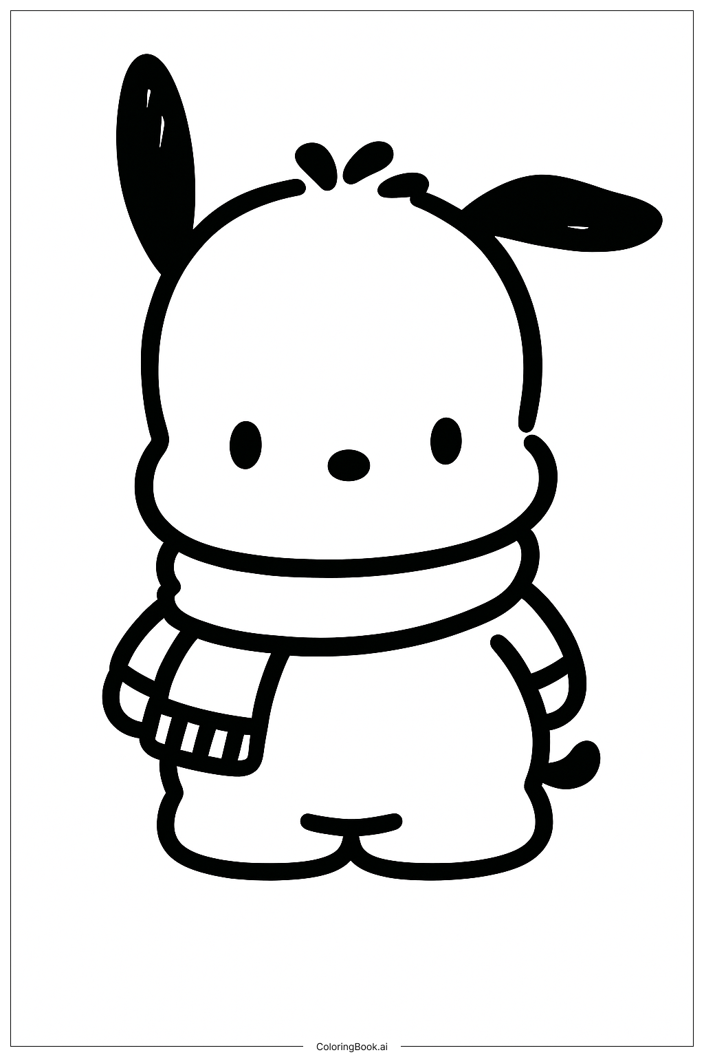  スカーフを着たポチャッコの塗り絵ページ 