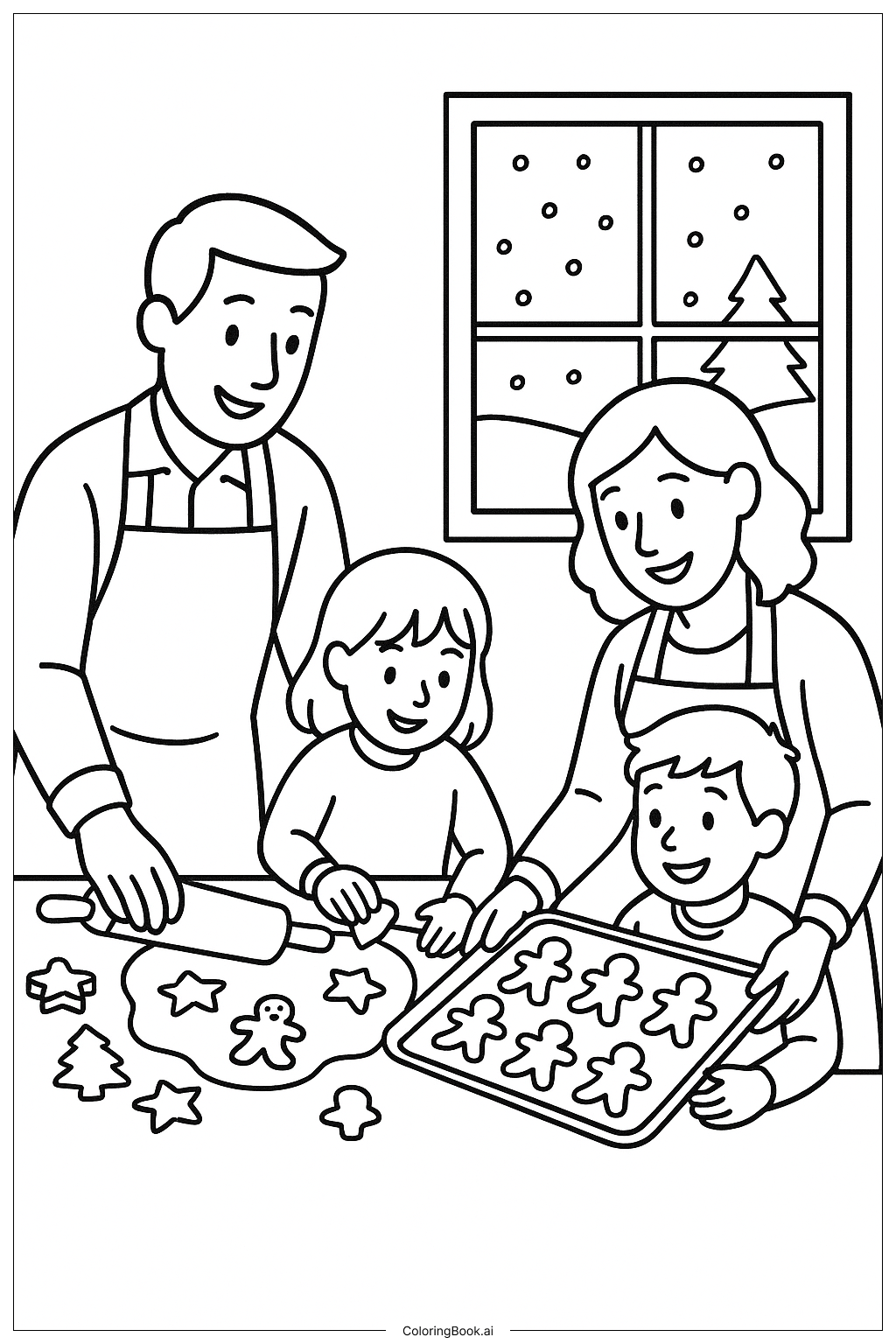  十二月烘焙饼干填色页 