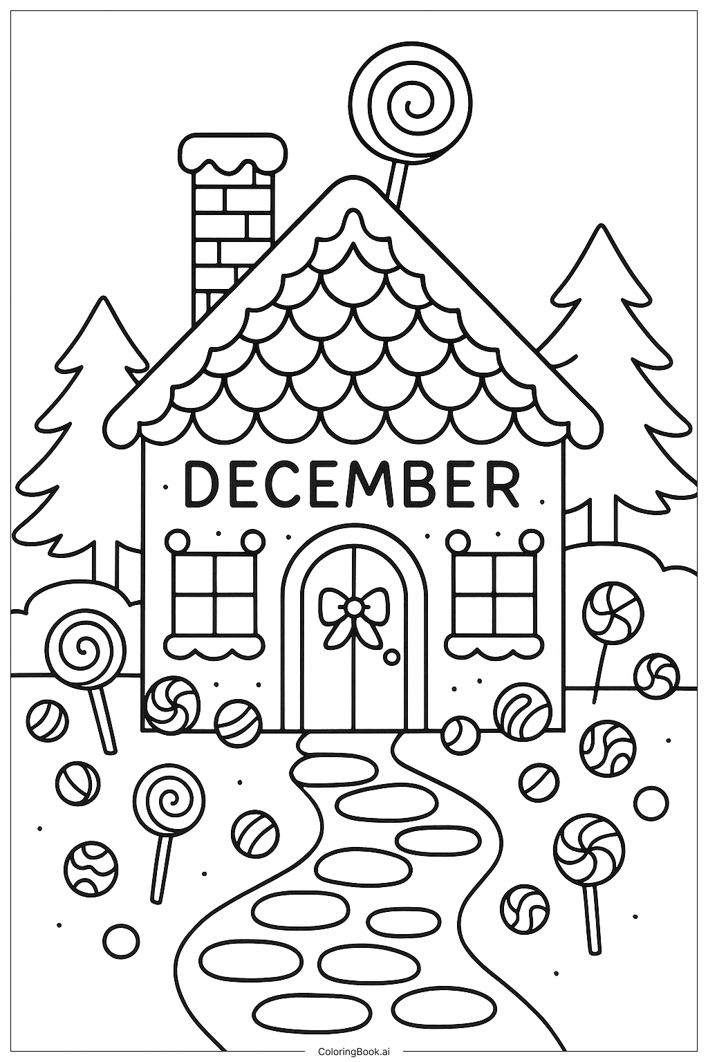  Lebkuchenhaus im Dezember Ausmalseite 