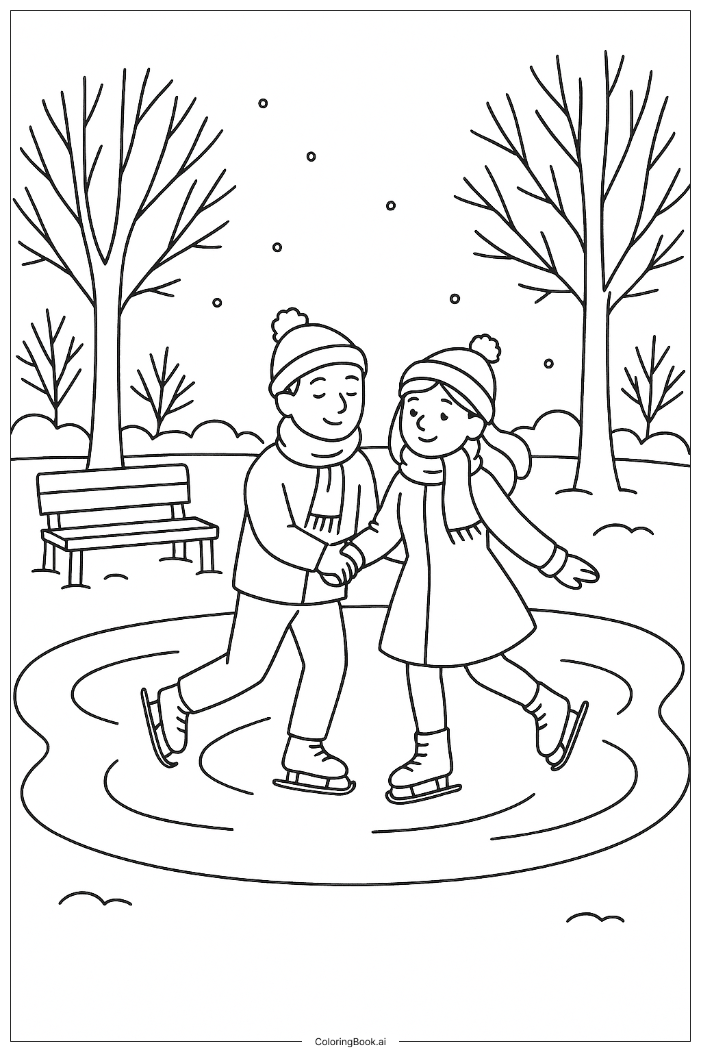  Dezember Eislauf-Paar Ausmalseite 