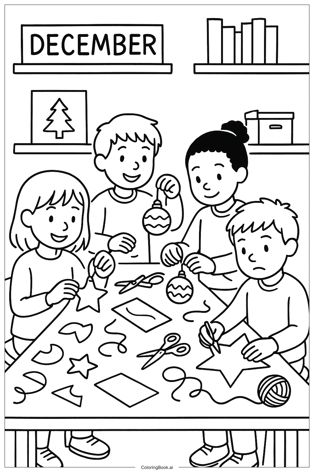 12月のオーナメントワークショップの塗り絵ページ